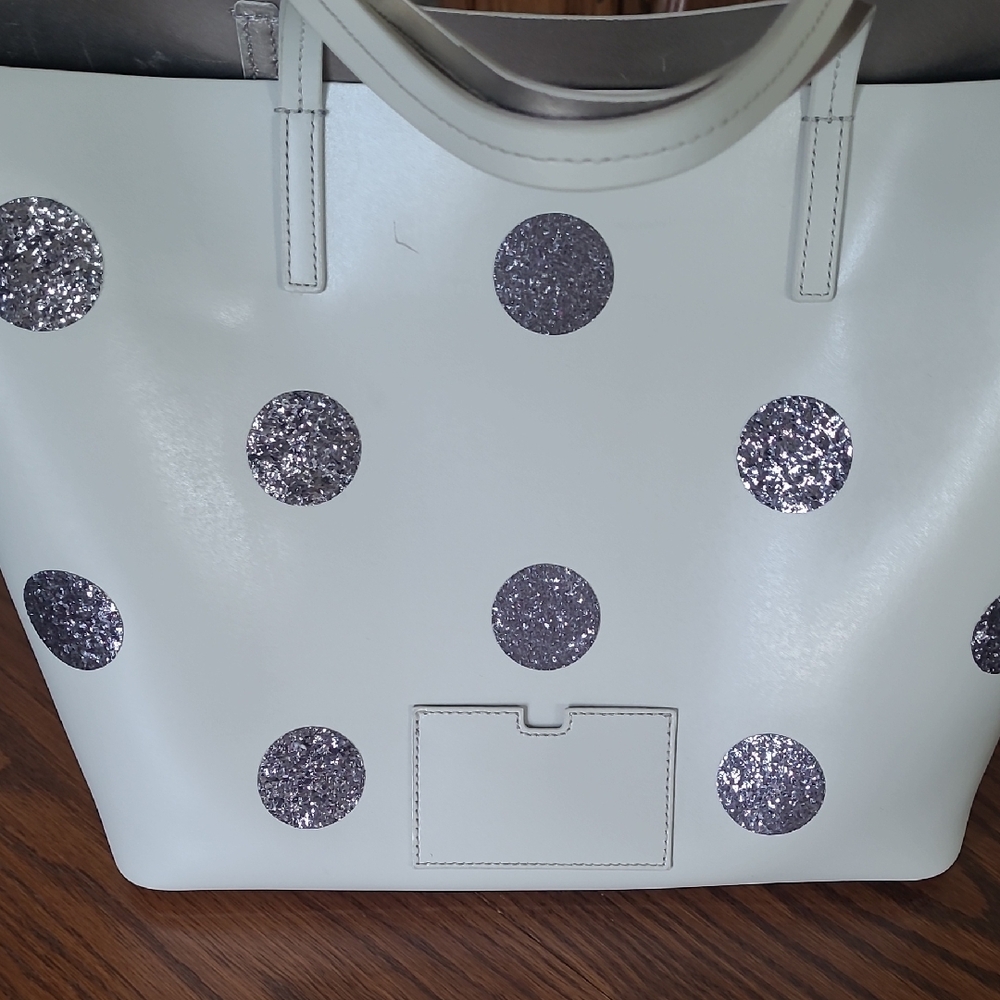 Kate Spade White Tote with Glittery Black Dots - Picture 2 of 4